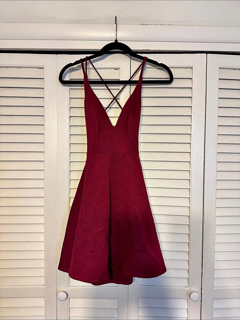 Burgundy Strappy Mini Dress Like New
